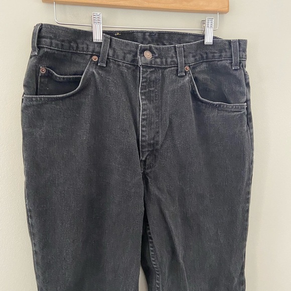 Vintage 90’s Orange Tab Levi’s Straight Leg Black Hi Rise Cropped Denim Jeans - Picture 6 of 7
